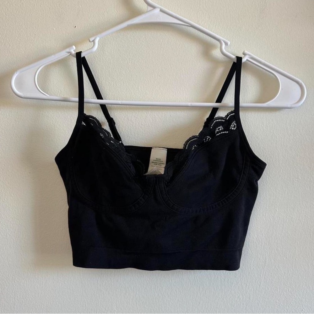 Aerie Black Lace Trim Bralette